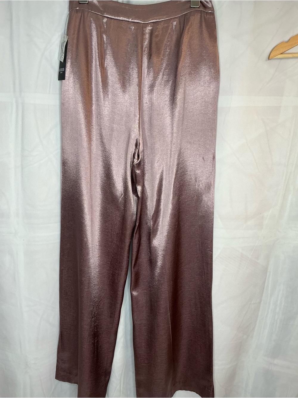 2341 - Guess Metallic Mauve Satin Wide-Leg Pants - Picture 4 of 11
